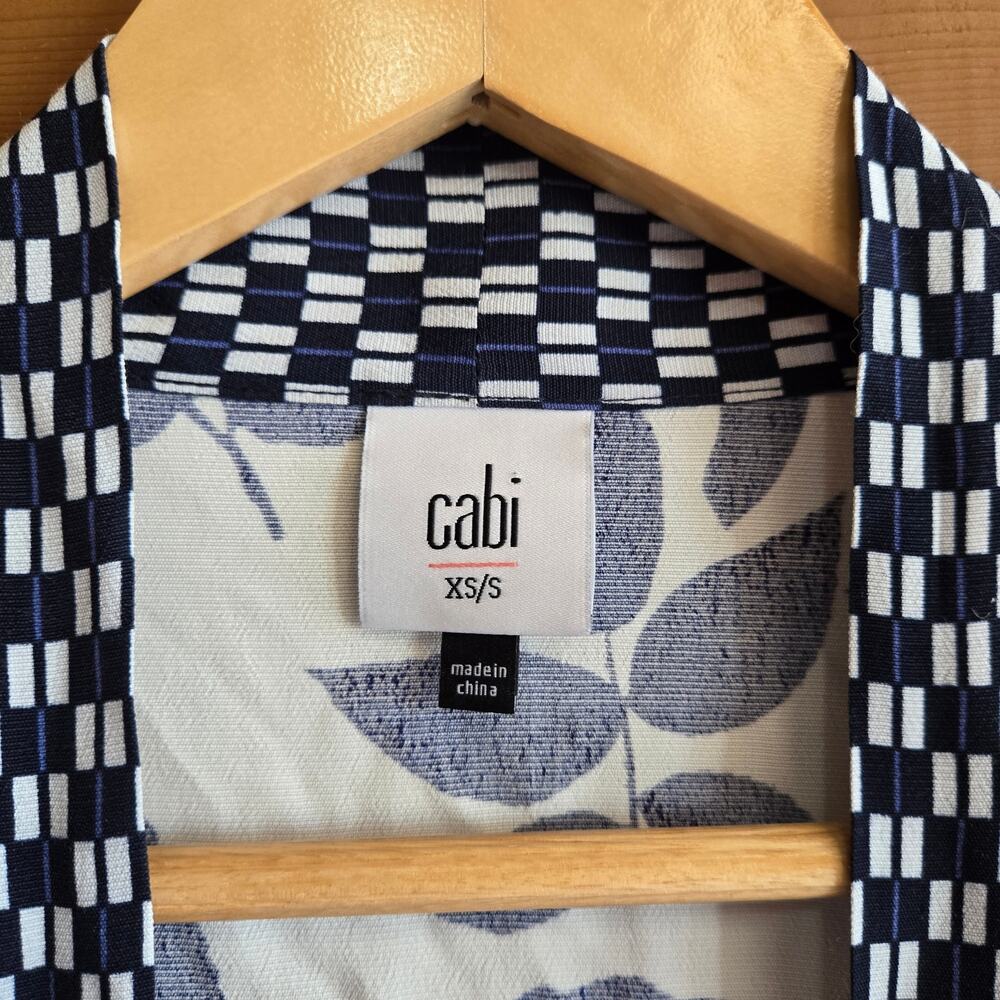 Cabi Botanical Kimono Cottagecore Boho 5661 XS/S White Blue Top Tunic - Picture 3 of 7